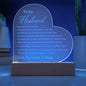 To My Husband - Engraved Acrylic Heart with LED - I Can't Live Without You
