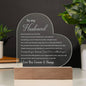 To My Husband - Engraved Acrylic Heart with LED - I Can't Live Without You