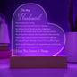 To My Husband - Engraved Acrylic Heart with LED - I Can't Live Without You