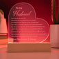 To My Husband - Engraved Acrylic Heart with LED - I Can't Live Without You