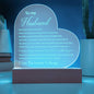 To My Husband - Engraved Acrylic Heart with LED - I Can't Live Without You