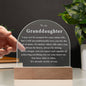 Engraved Acrylic Message to my Granddaughter