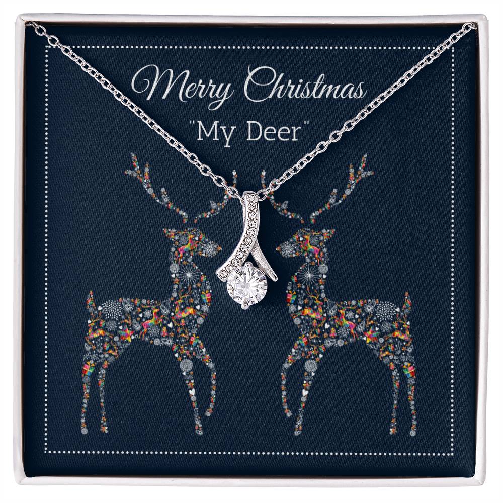 Merry Christmas My Deer Necklace (14K White Gold or 18k Yellow Gold plated)