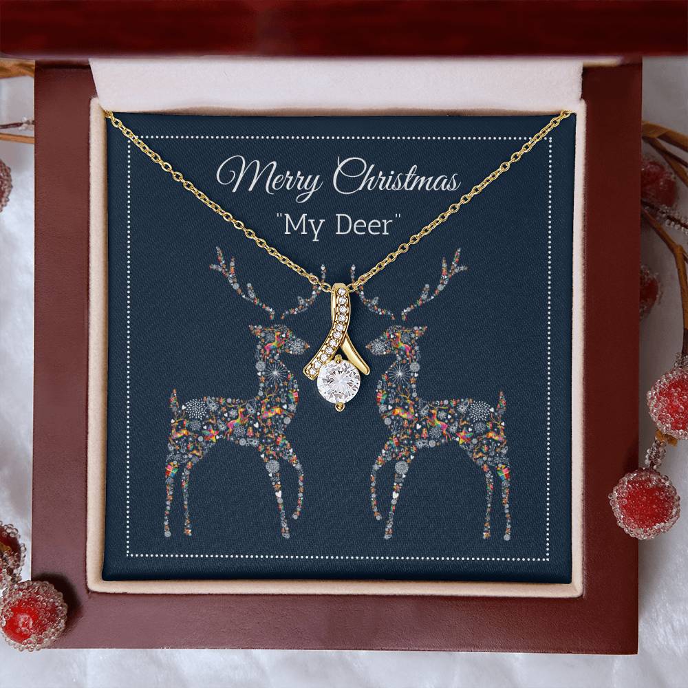 Merry Christmas My Deer Necklace (14K White Gold or 18k Yellow Gold plated)