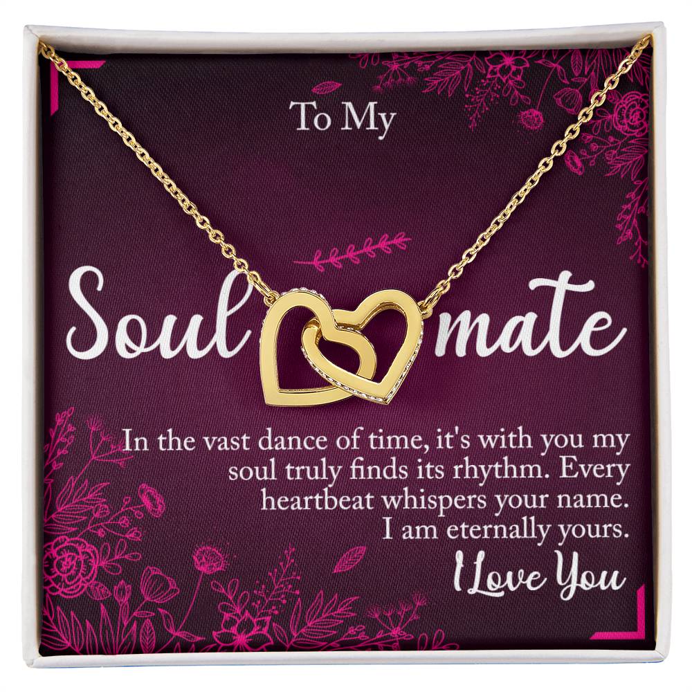 Soulmate Interlocking Hearts Necklace - Steel/Rose Gold Finish or Gold Finish Options