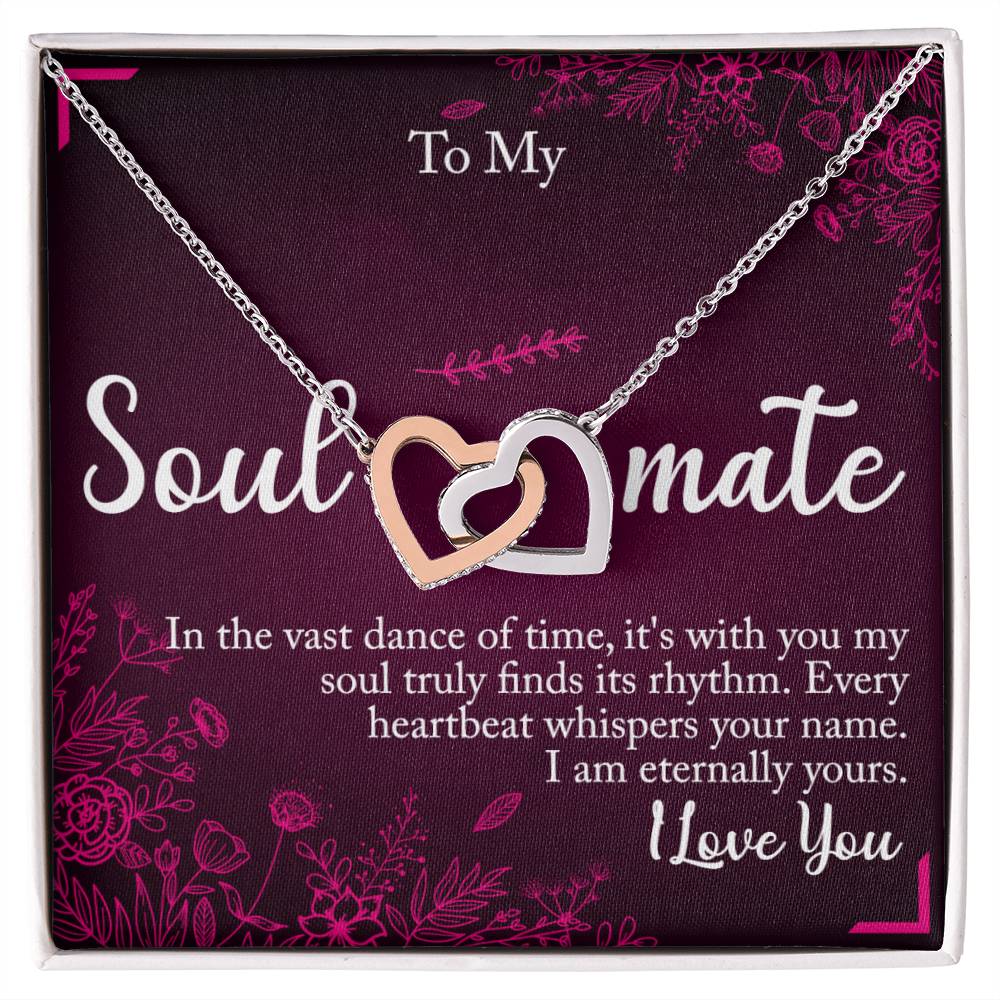 Soulmate Interlocking Hearts Necklace - Steel/Rose Gold Finish or Gold Finish Options