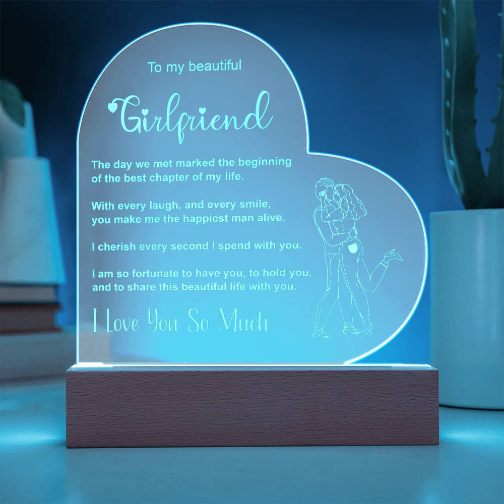 To My Girlfriend - The Best Chapter Of My Life - Engraved Acrylic Heart with LED