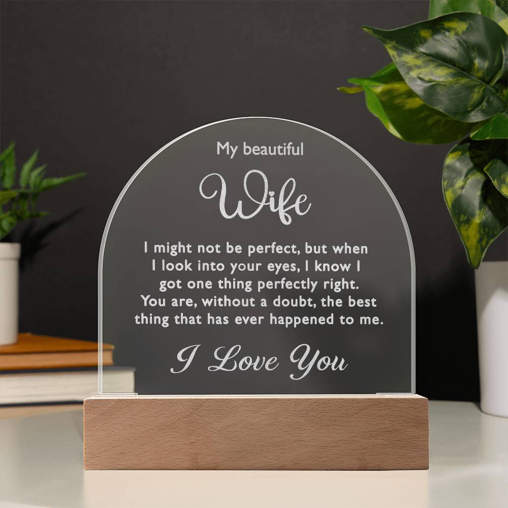 Engraved Acrylic for my Wife - You Are the Best Thing...