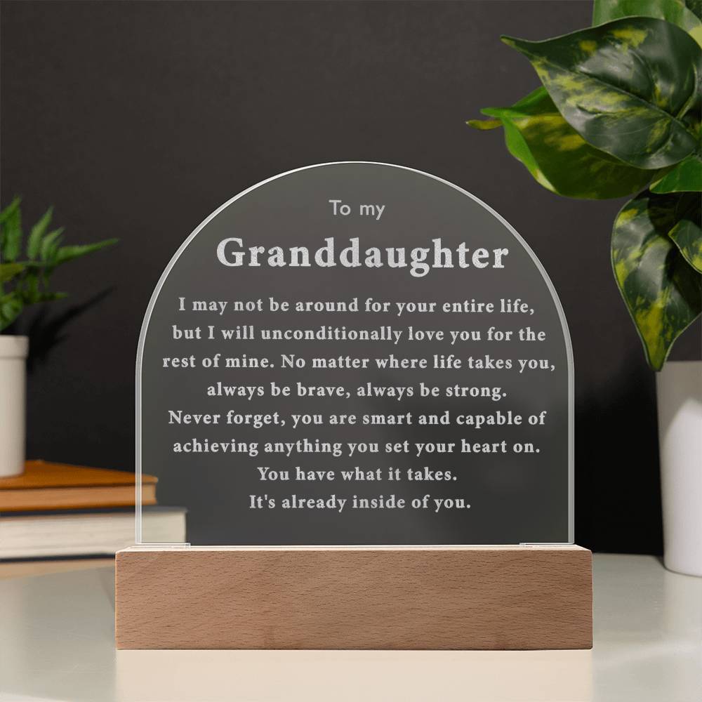 Engraved Acrylic Message to my Granddaughter