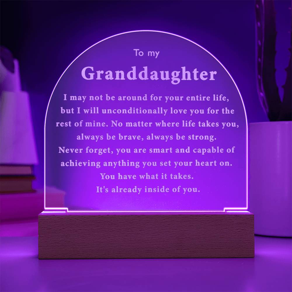 Engraved Acrylic Message to my Granddaughter