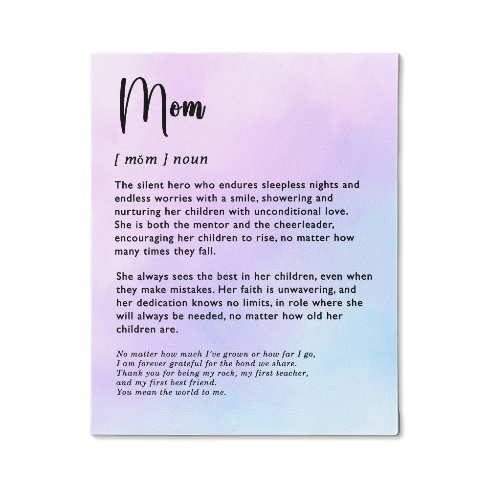 The Definition of Mom - 16" x 20" Gallery Wrapped Canvas