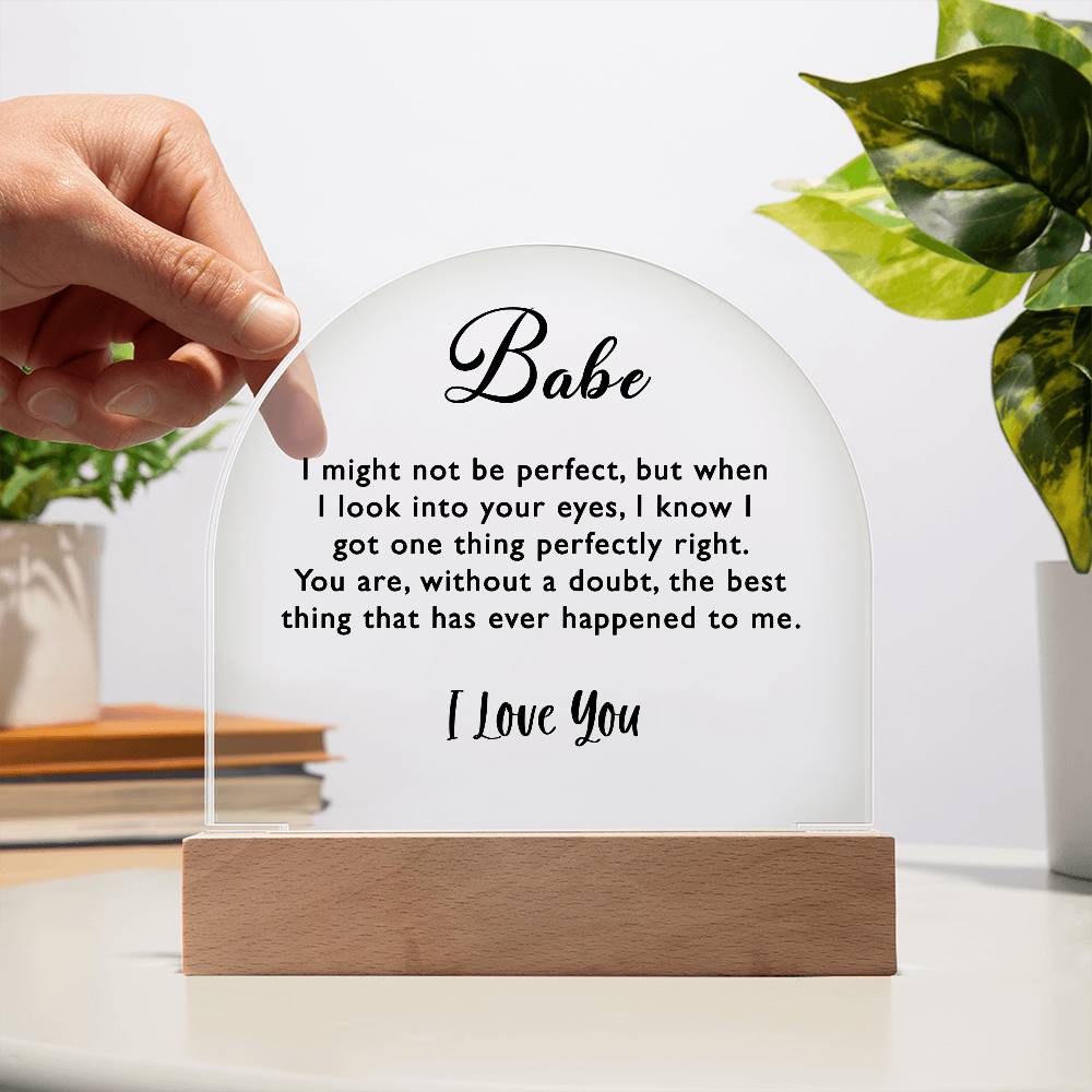 Babe - Printed Acrylic Plaque with LEDs