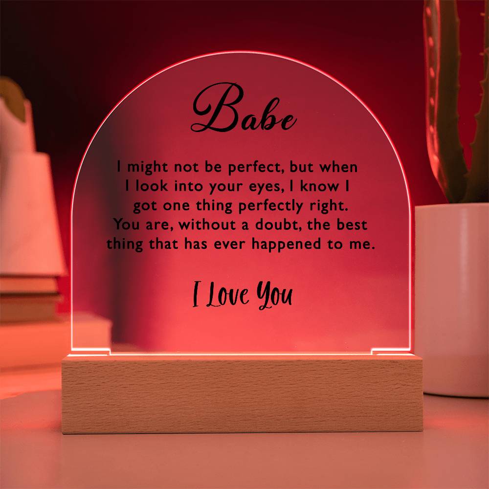 Babe - Printed Acrylic Plaque with LEDs