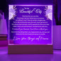 To My Wife - Printed Acrylic Plaque - I Can't Live Without You