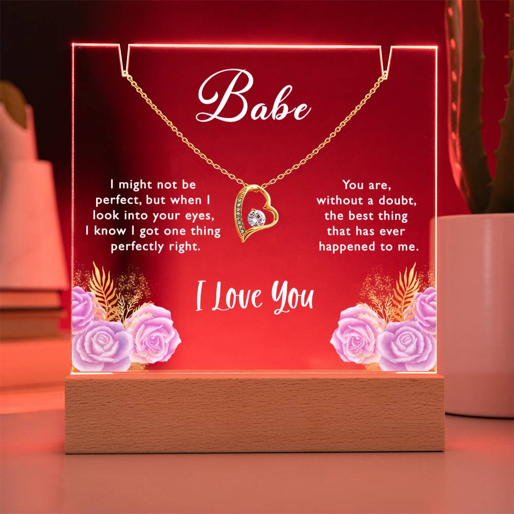 Necklace & Acrylic Keepsake Bundle for Babe - I might not be perfect