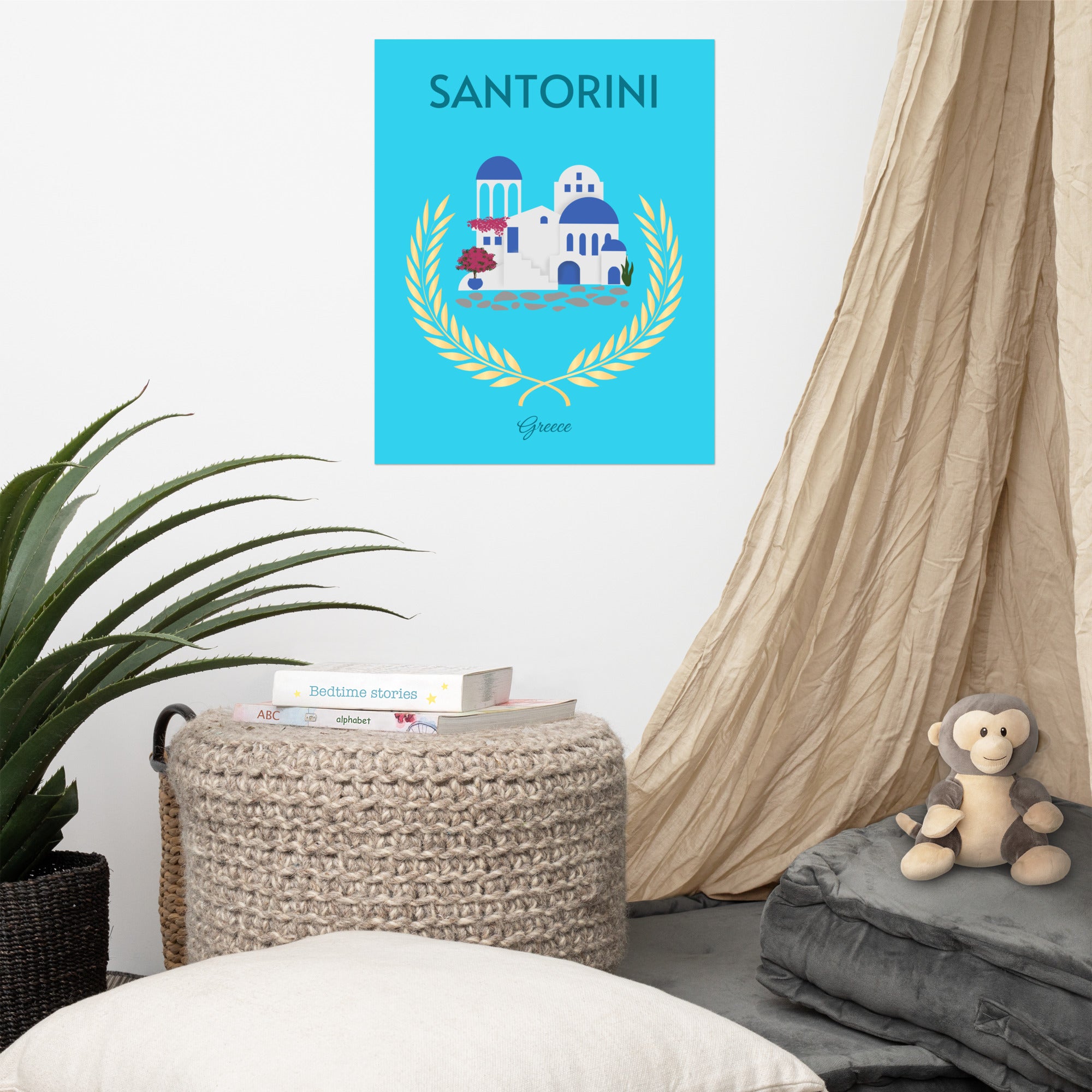 Santorini Greece - Minimalist Travel Poster Aesthetic