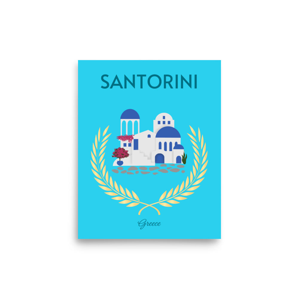 Santorini Greece - Minimalist Travel Poster Aesthetic